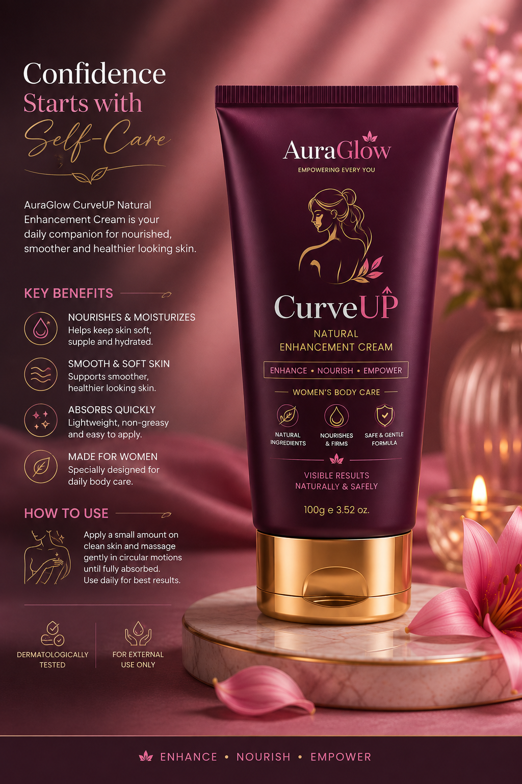 CurveUP Natural Enhancement Cream | Breast Enlargement Cream | 100g
