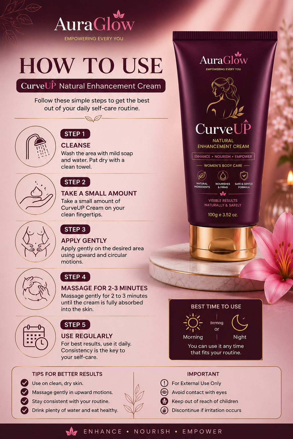 CurveUP Natural Enhancement Cream | Breast Enlargement Cream | 100g